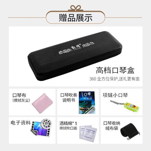 敦煌上海老品牌敦煌28孔F调G调复音D调重音C调口琴初学者演奏送礼乐器 28孔金色复音C调
