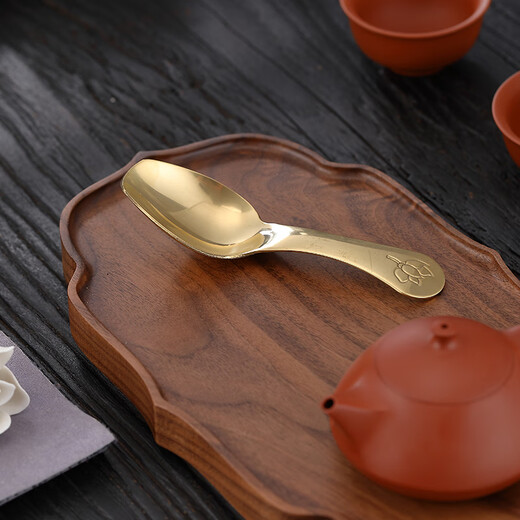 Lulai Juhao high-end brass tea spoon single household tea spoon tea spoon tea making tool tea spoon Kung Fu tea set accessories brass lotus tea spoon