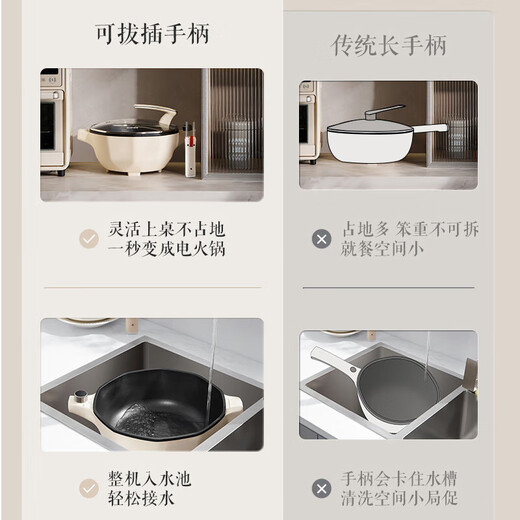 苏泊尔（SUPOR）可拆卸把手电炒锅 电煮锅 电火锅 电蒸锅 家用多功能5L炒菜蒸煮多用途锅 CJ30A826