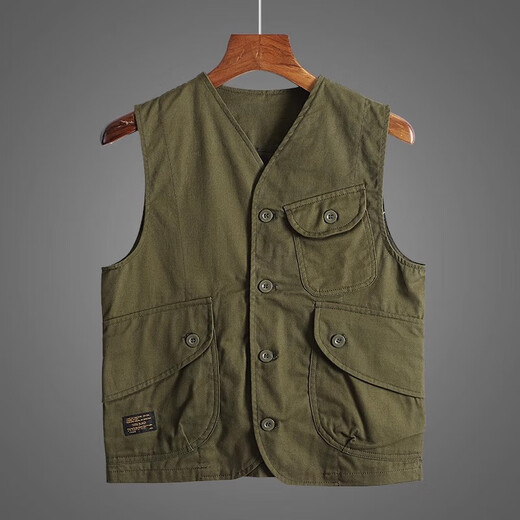 Amerikanische Arbeitsweste aus reiner Baumwolle mit mehreren Taschen für Paare, Weste für Herren, Schwarz XL