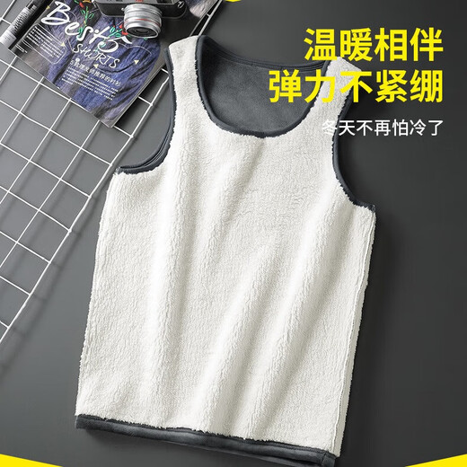 Kennedy Warm Vest Men's Velvet Men's Slim Autumn and Winter Sleeveless T-shirt Vest Wear Tight Bottoming Vest Black - Velvet Thickened Vest 170cm-180cm 3XL