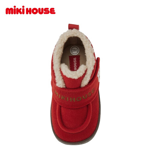 MIKIHOUSE学步鞋童鞋冬季加厚绒毛保暖锁温护脚普奇熊刺绣学步鞋棉鞋靴子 红色 14 (适合脚长13.5cm)