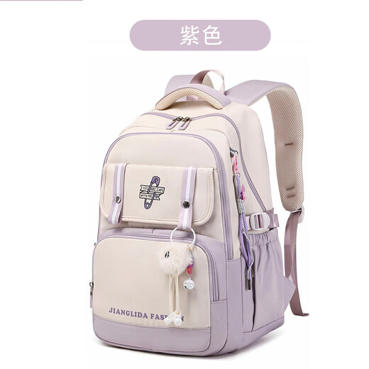 OULUNCHI high-end high-end brand burden-reducing large-capacity new middle school student schoolbag girl junior high school student primary school student backpack brown