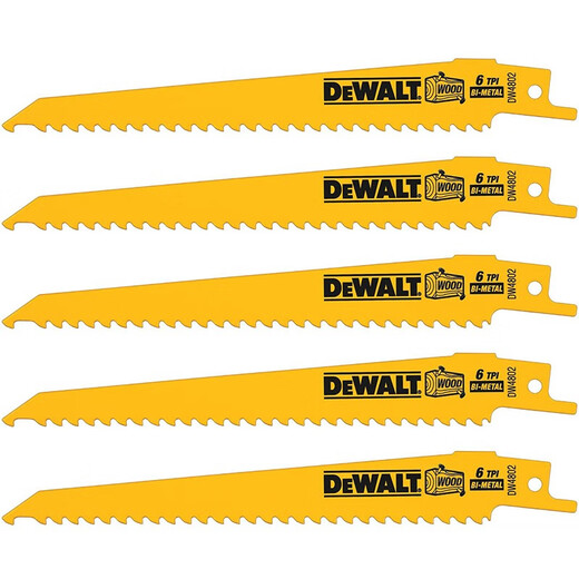 得伟（DEWALT）电动马刀锯条往复锯片金属木材塑料水管切割锯条 5支装 18齿强力金属切割12寸 DWAR12118