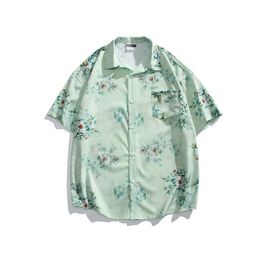 
FOG SKY Hawaiian style short-sleeved floral shirt men summer couple travel loose casual tops beach jacket men and women HK-6629 Madagascar black M (recommended 110-130Jin [Jin equals 0.5 kg])