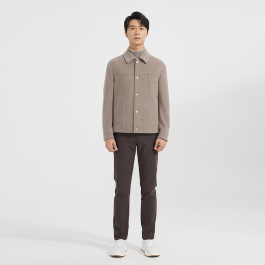 Vêtements pour hommes de Lilang Light Fashion [garniture intérieure] manteau en laine à la veste en laine tricotée pour hommes Q4DYR109 Rice Gray XL (175)