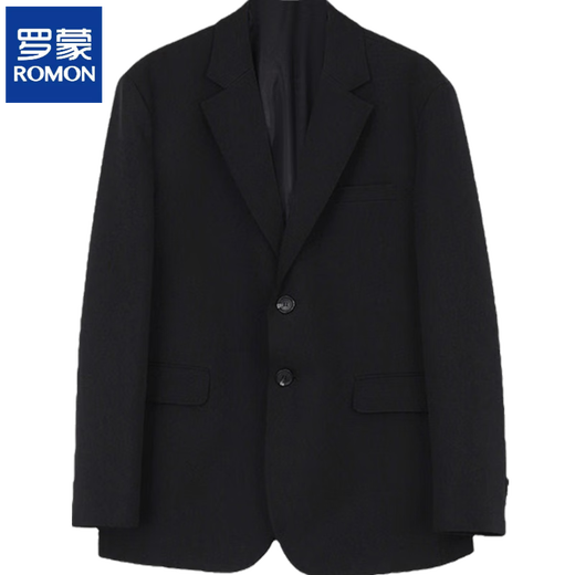 ROMON Korean-style suit jacket for men, high-end college student interview formal loose casual handsome suit three-piece black three-piece suit (suit + shirt + trousers) L 110-125 Jin Jin equals 0.5 kg