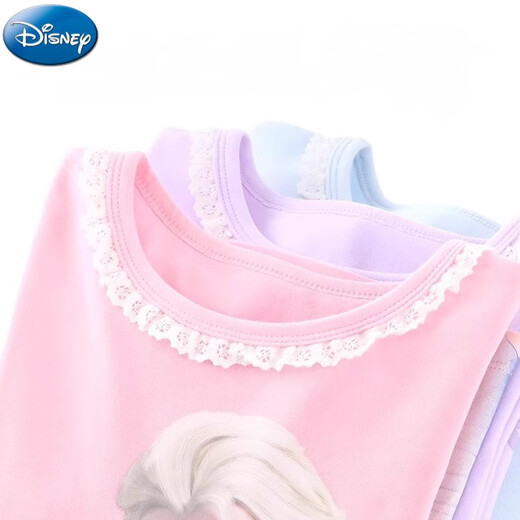 Disney girls trendy pajamas set children's pure cotton autumn clothes new ice and snow Aisha cute princess home clothes children's clothing 724 #pink set 130 cm