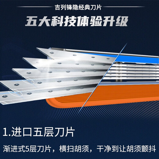 吉列（Gillette）吉列锋隐剃须刀手动男士刮胡刀锋速5刀片吉锋利刀头 锋隐4刀头【环保包装】