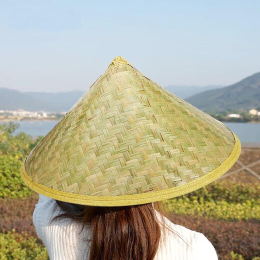 CTRLEND bucket hat straw hat sun protection outdoor sun hat fishing hat handmade bamboo hat large brim straw hat men and women travel light plate style 42cm