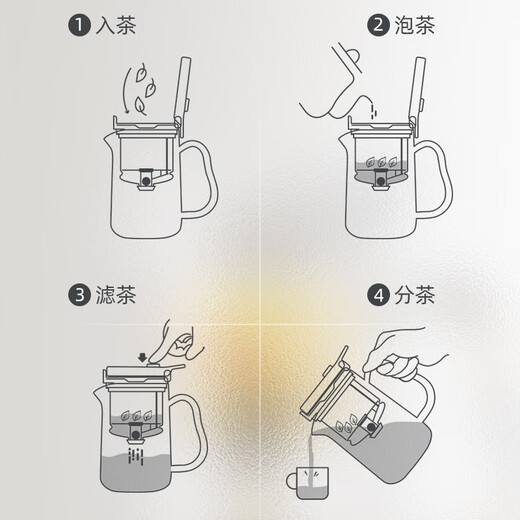 KAMJOVE Elegant Cup Glass Liner Teapot Elegant Pot One-touch Filter Tea Water Separation Tea Maker TP-901 Black 500ml