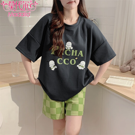 Modal spring and summer new pajamas women's short-sleeved shorts summer cute cartoon loose women's home clothes set can be worn outside Q6627 L - (recommended 95-115 Jin Jin equals 0.5 kg)