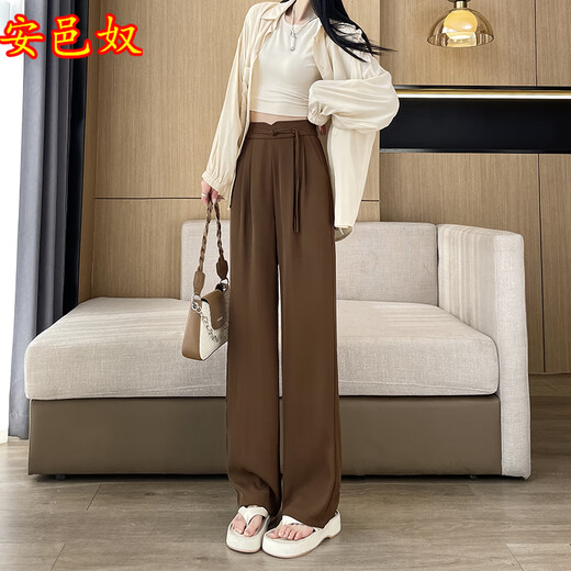 Anyi Nu Xia thin high-end draped wide-leg pants for women's trousers Chinese style new Chinese narrow version straight button casual pants 9216 blue and gray 3XL