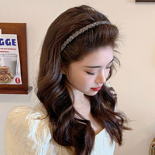 Idel spring and summer broken hair wavy hair hoop for women with toothed anti-slip face wash headband for women, press hair bundle 2025 new headwear hole starry hair hoop F1737 black