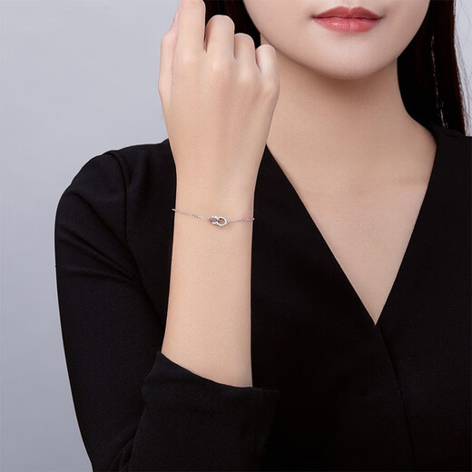 Saturday Fortune (ZLF) PT950 Platinum Bracelet Women's Platinum Classic Fashion Interlocking Bracelet T Sold Out 1.96g 16cm + Tail Chain 3cm