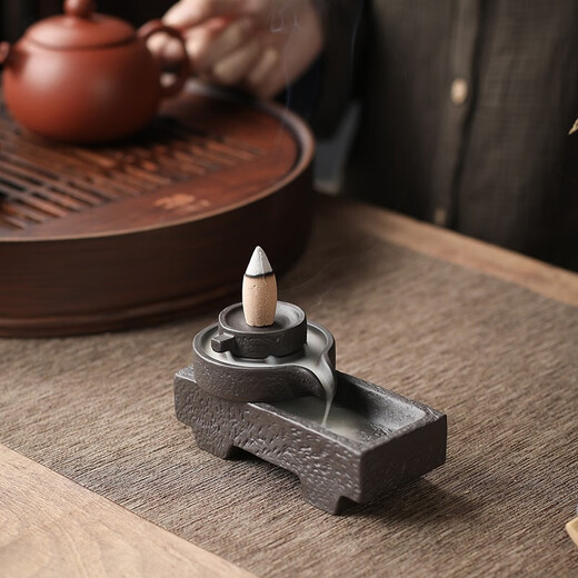 Yuxuan creative purple clay tea pet backflow incense burner ornaments time to run handmade high-quality fortune tea table tea play detachable time to run backflow incense burner - flat