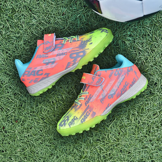 FEELACES children's football shoes broken nails for men and women Falcon Messi student training shoes for children TF artificial grass sneakers 6195 orange broken nails 29 [socks + ball bag + guard plate]