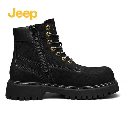 Jeep Big Big Yellow Bots Fashion Fashion Trendy British Martin Boots Lace-Up High Top Casual Men's Desert Boots Black 41