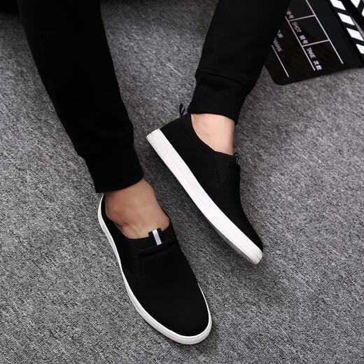 TYKT casual shoes men spring and summer canvas shoes men old Beijing cloth shoes casual one-foot lazy shoes trendy shoes TY9789 black 40