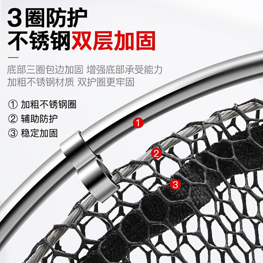 AUBELO fish protection net bag thickened rubberized anti-hanging quick-drying stainless steel double circle fish protection net black pit competitive fish fishing net bag double circle model 25*1.5 meters 3 gifts