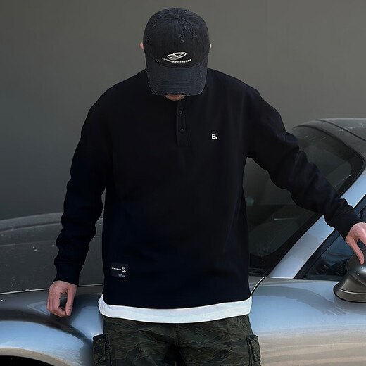 Kuraishi Kazuki trendy brand Henry collar sweatshirt men's 2025 autumn and winter new loose casual sports bottoming shirt men's long-sleeved top yellow plus velvet XL