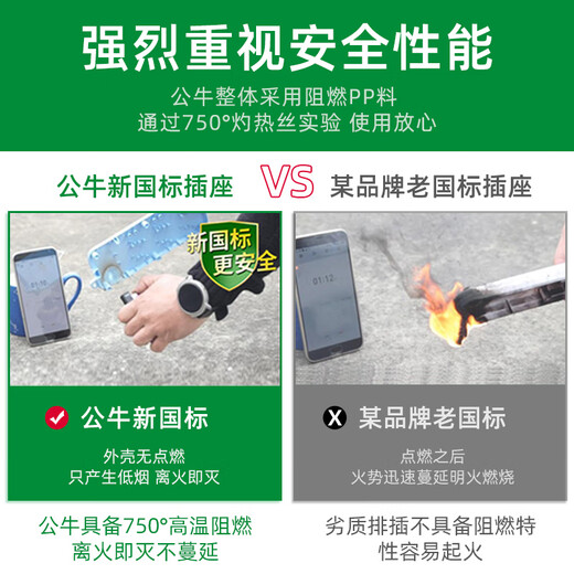 公牛无线插座插排排插不带线插板多功能多孔家用电插线板接线插座 A01一位五孔10A