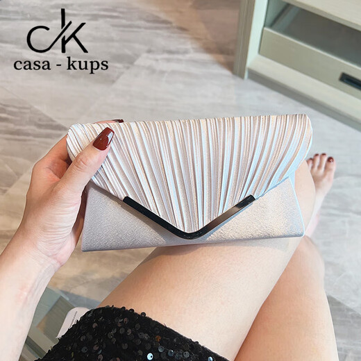 casa-kupsCK女包手拿包气质晚宴信封包女士2024新款绸缎小方包派对聚会单肩 小杏