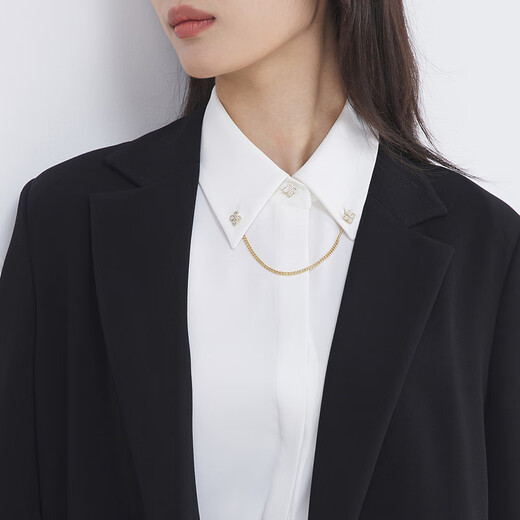 雅戈尔（YOUNGOR）套西上衣女673款双排一粒扣宽松版西服垂感挺括新品商场同款 黑色 L 170/92A