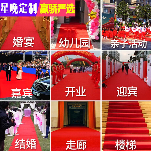 Star Evening Wedding Red Carpet One-time Wedding Thick Opening Shop Door Welcome Red Carpet Long-term Large Area Red 2.5 mm Thick 1.2 Meters Wide 5 Meters Long