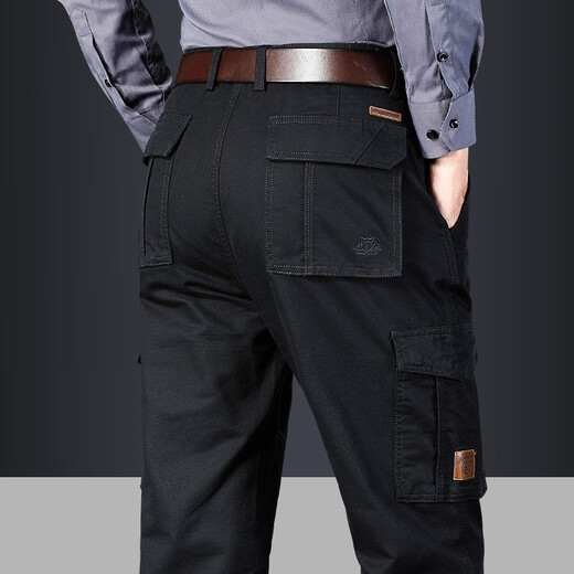
JP Men's work pants multi-pocket loose straight outdoor water washing casual pants 9922 Military green 32-waist circumference 2 feet 5-(suitable for 130-140Jin [Jin equals 0.5 kg])