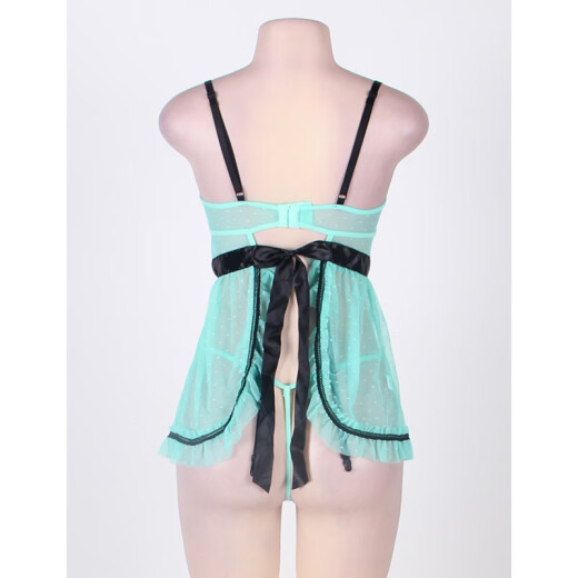 Kang Mengdi one-piece sexy underwear large size fat mm suspender lace pajamas female sexy nightgown hot European and American style high-end garter belt green (with steel ring nightgown + thong) XL recommended 130-160Jin [Jin equals 0.5 kg]