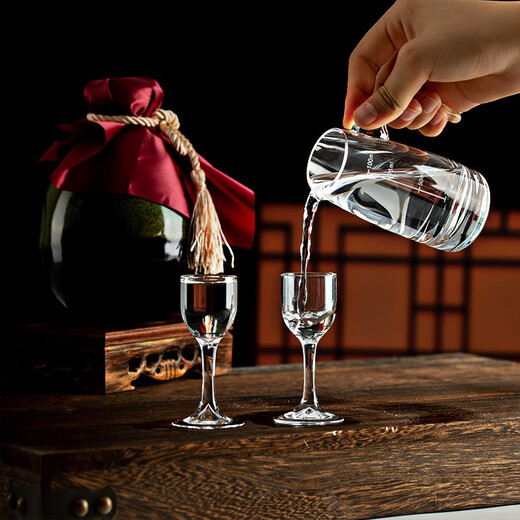 Katav white wine glass dispenser set lead-free crystal glass with graduated wine glass bullet cup Maotai cup spirit glass 10 pots 100ml + 10 goblets 10ml