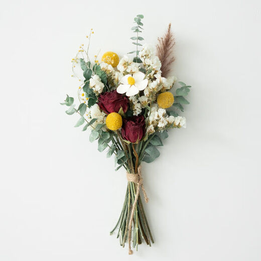 AIMAN rose eucalyptus dried flower bouquet living room entrance decoration ins Nordic style photo props diy flower arrangement gift yellow rose bouquet without bottle