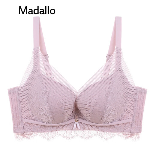 Modal New Lace Wireless Bra Set Breathable Sexy Push Up Small Bra Adjustable Breast Receiving Underwear Female Pink 32/70AB