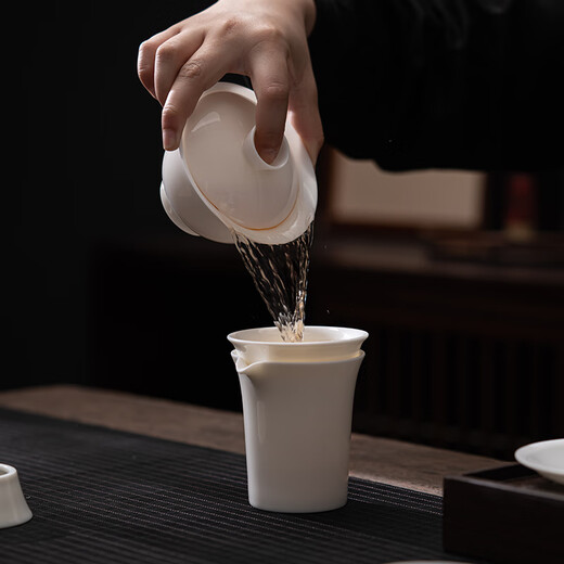 SUSHI CERAMICS Mutton Fat Jade Porcelain Rich Three Talents Covered Bowl Gift Box Set 200ML