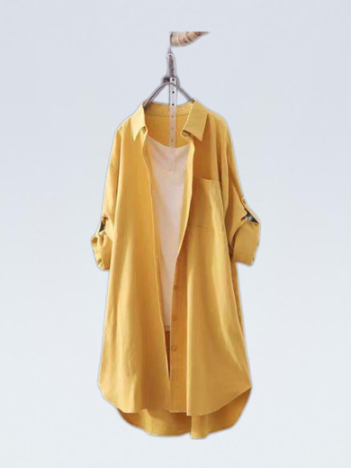 Camisa de manga larga de algodón de algodón de gochiei para mujeres a mitad de longitud 2025 chaqueta de primavera y verano nueva cárdigan literario suelto blanco 679 m