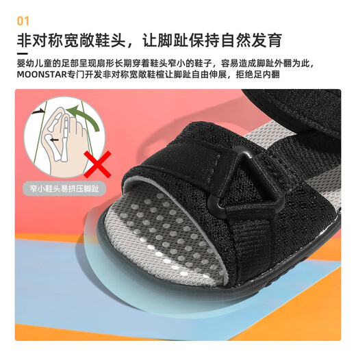 Yuexing Children's Shoes Girls Beach Shoes Summer Breathable Open-Toe Little Girls Sandals Children's Sandals Boys Anti-Slip Functional Shoes Black 22 (inside length 14cm suitable for feet 13cm long)