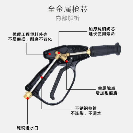 桐汝壁适用黑猫款清洗机高压水枪55/58/280/380型家用洗车机喷枪头配件 外丝14380款