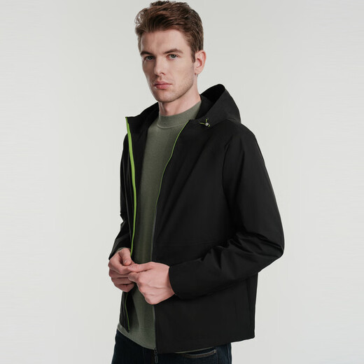 
Jinba men's autumn and winter hooded solid color youth simple style short jacket NKDE3878 black XL