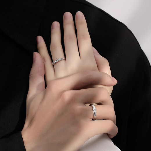 MZMZ Platinum Couple Ring Men's pt950 Platinum Knot Engagement Fashion Ring Valentine's Day Birthday Gift for Girlfriend Light Luxury Style-Made in Heaven Pair Ring (Live)