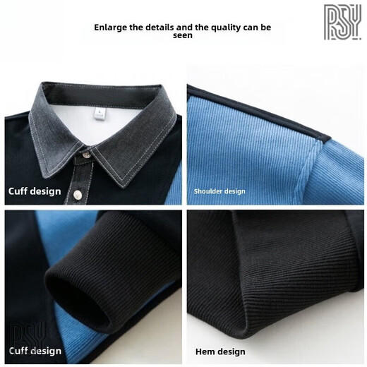 BG GLAMURB light luxury brand polo shirt men's sweatshirt autumn fashion long-sleeved T-shirt top loose casual lapel khaki spring and autumn style L 120-140Jin Jin equals 0.5 kg