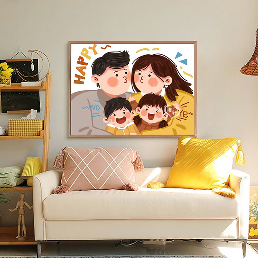 Cartoon Family Porträt digitales Ölgemälde DIY Füllung Farbe Acrylölmalerei handgemalbte dekorative Gemälde von drei oder vier Brüdern