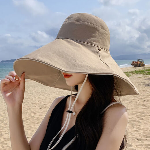 Jiufeng Senior 2023 Nouveau Summer Sun Protection Soleil Soleil Feme Feme Fisherman Big Brim Double-Side Wear Protection Chapeau de plage Hat d'orange + Rice Big Brim Double-côté Wear M (56-58 cm)
