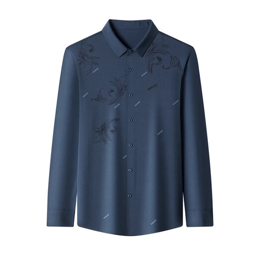 JASONWOOD高端品牌男装长袖衬衫男士春秋新款商务休闲免烫印花男士衬衣上衣 6627红色 XXS 105 推荐【90-110斤】