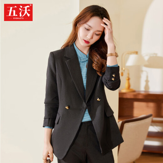 Wuwo professional wear women's suit small suit women's slim design niche fashion temperament famous autumn and winter striped suit burgundy jacket + trousers L