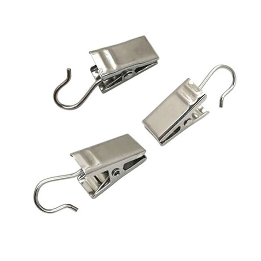 Jinguluo KCAA-596 Curtain Clip Hook Windproof Clip Curtain Accessories Strong Clip Shower Curtain Clip Thickened Clothes Clip Silver White 20 PCs