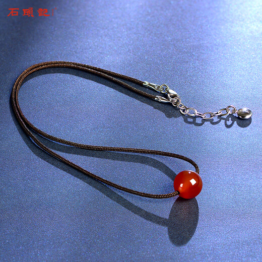 Istone red agate transfer bead pendant necklace new Chinese style birthday gift for girlfriend