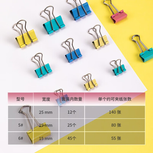 Deli (deli) 82-piece combination color binder clip/swallowtail clip/ticket clip medium + small (25mm*12+19mm*25+15mm*45)/tube office supplies 8521