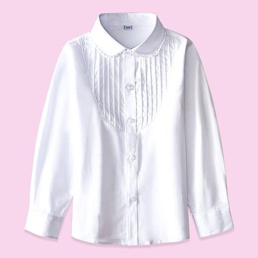 Xin Yueqing girls' white shirt long-sleeved college style spring and autumn primary school uniforms middle and large children white shirt performance clothes lace style - white single style 130 cm