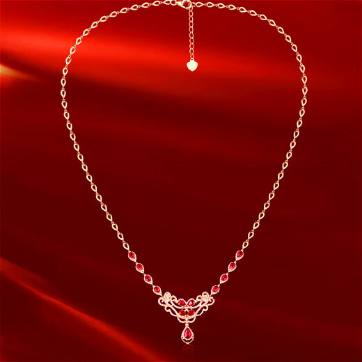 Haikai Necklace Women's Pigeon Blood Ruby Necklace Luxury Jewelry Valentine's Day Birthday Gift for Wife and Girlfriend 2.42 Carat Pigeon Blood Ruby Necklace (64.5 Points Diamond)